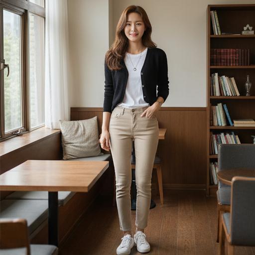 검정 가디건: 편안하면서도 날씬해 보이는 데일리룩