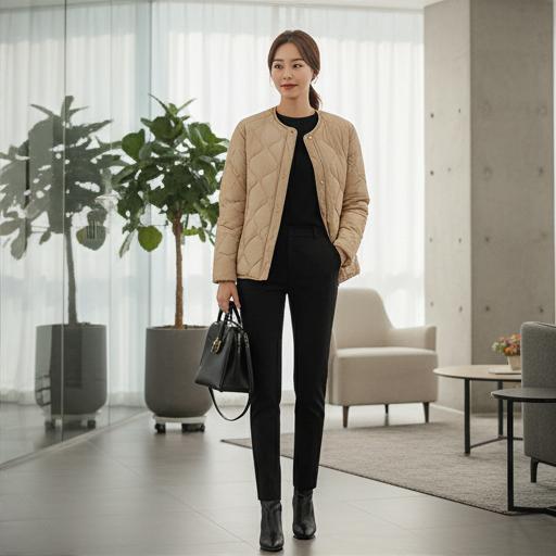 검정 슬랙스와 앵클부츠: 단정한 출근룩