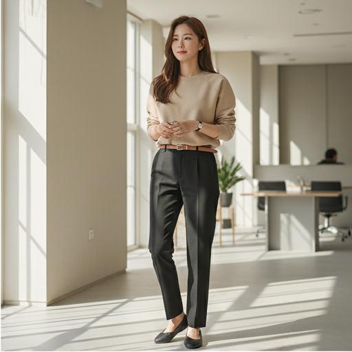 검정색 슬랙스: 출근용으로 손색없는 비즈니스 캐주얼룩