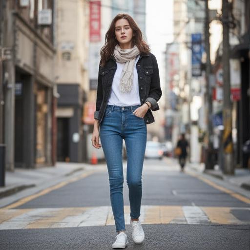 흰색 티셔츠와 슬림 청바지: 캐주얼 데일리룩