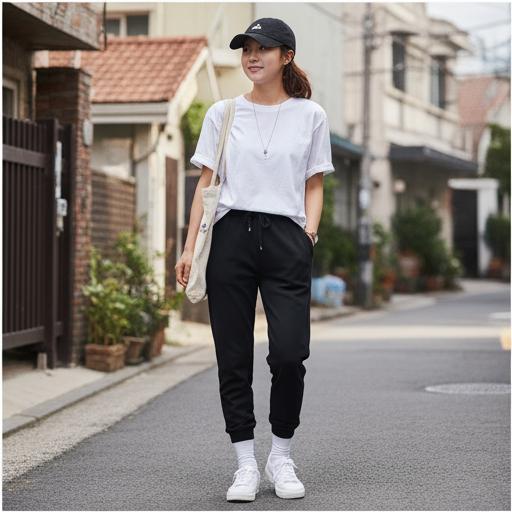 흰색 티셔츠 & 볼캡: 꾸민 듯 안 꾸민 듯, 동네 마실 룩