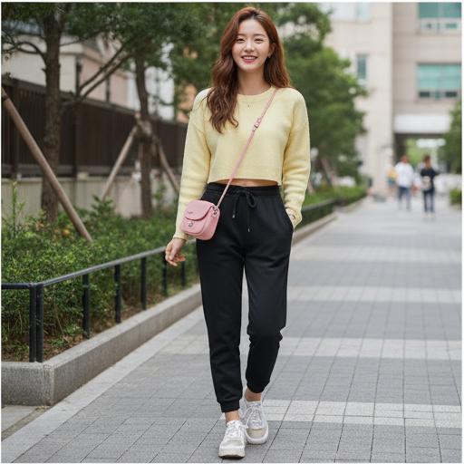 크롭 니트 or 맨투맨: 편안하지만 귀여운 캠퍼스 & 데이트룩