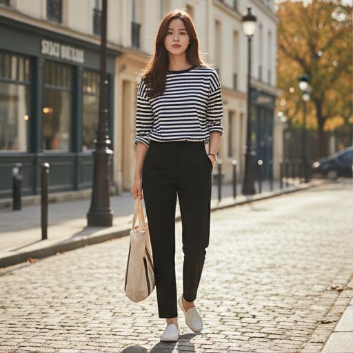 스트라이프 티셔츠: 실패 없는 프렌치 시크룩