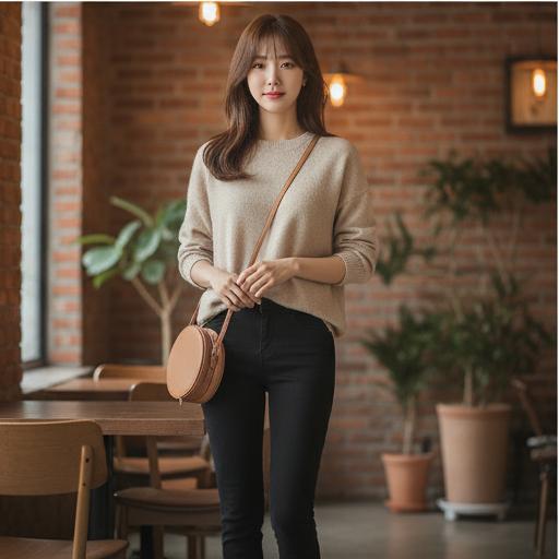 베이지 니트: 따뜻하고 부드러운 분위기의 데이트룩