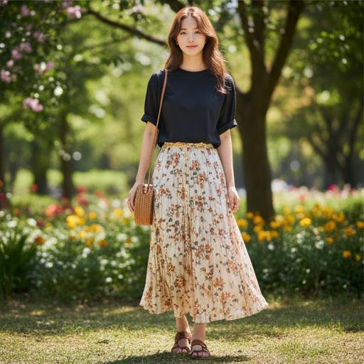 롱스커트: 편안하고 여성스러운 나들이룩