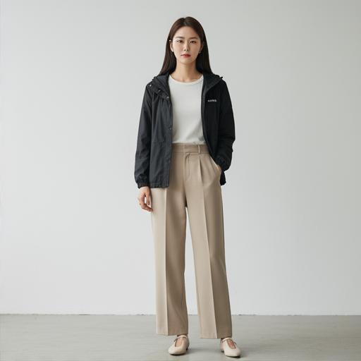 베이지 와이드팬츠: 미니멀 시크 룩