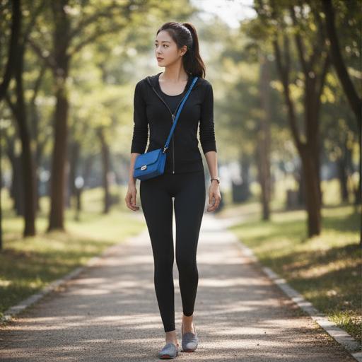 검정 레깅스와 플랫 슈즈: 심플 스포티 룩