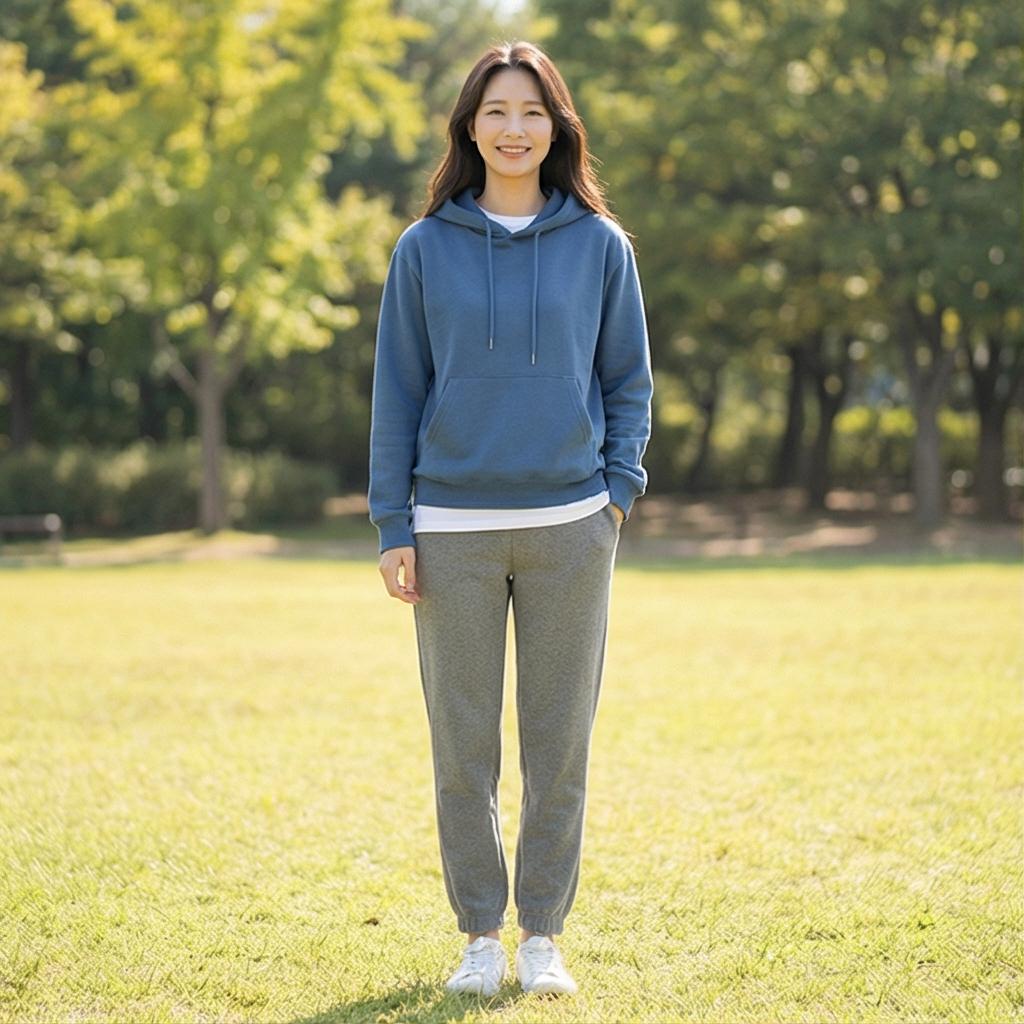 흰색 티셔츠와 조거팬츠: 편안한 데일리 스타일