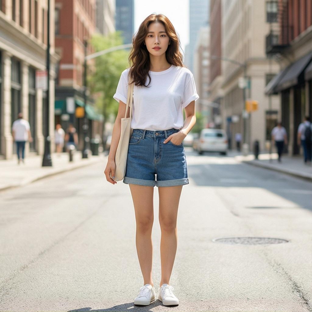 흰색 반팔 티셔츠: 깔끔한 데일리 룩