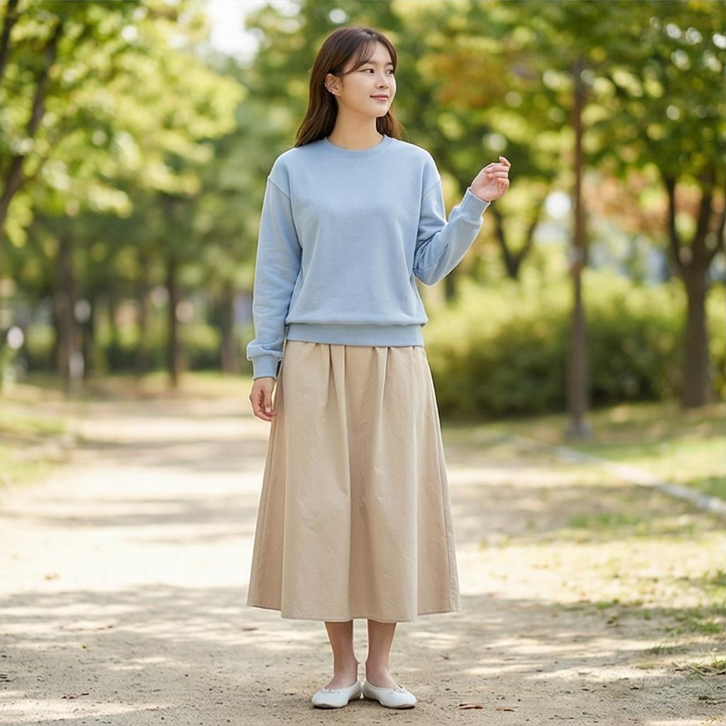 롱 스커트: 편안한 데이트 룩