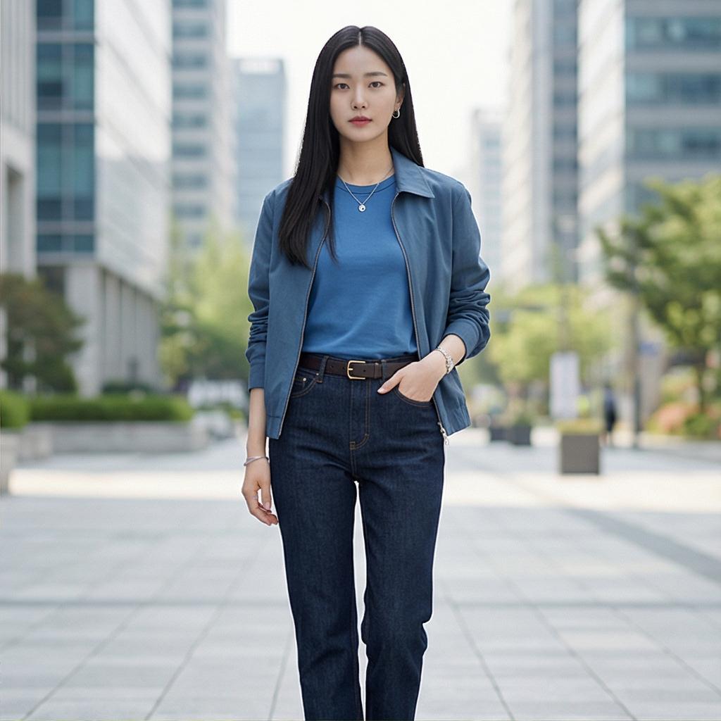 생지 데님 팬츠 : 세련된 톤온톤 캐주얼룩