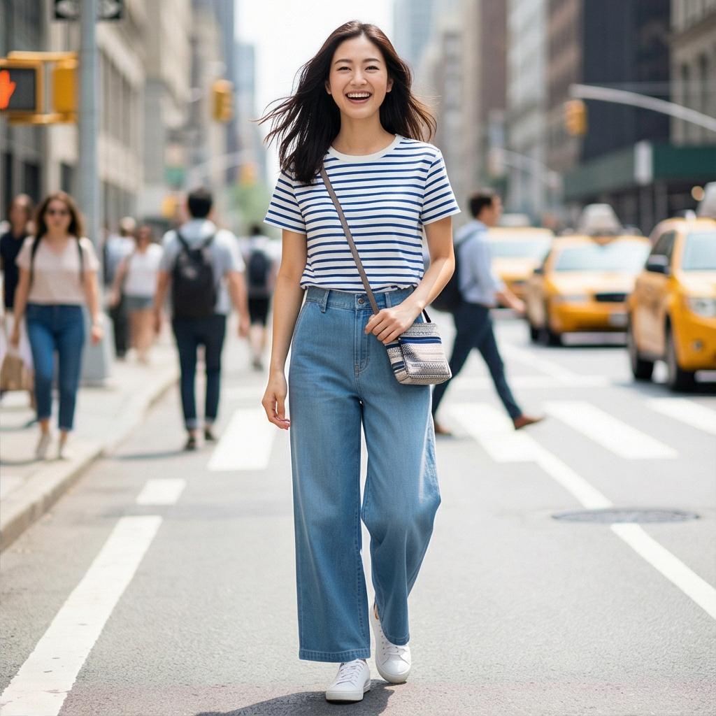 스트라이프 티셔츠: 경쾌한 데일리 룩