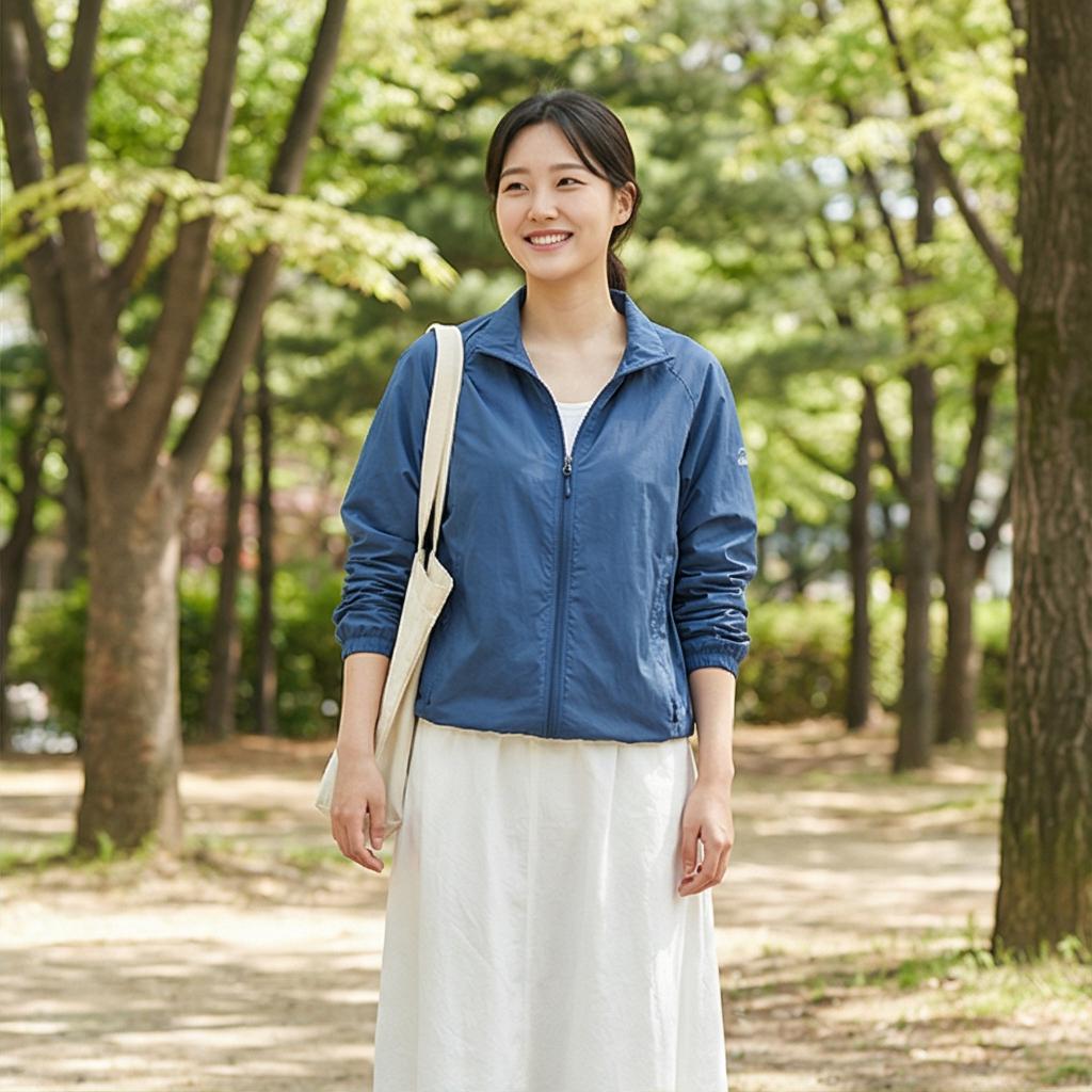 화이트 롱 스커트: 청량한 분위기의 나들이룩