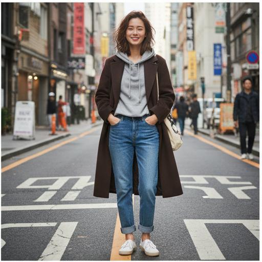 청바지와 스니커즈: 편안한 데일리룩