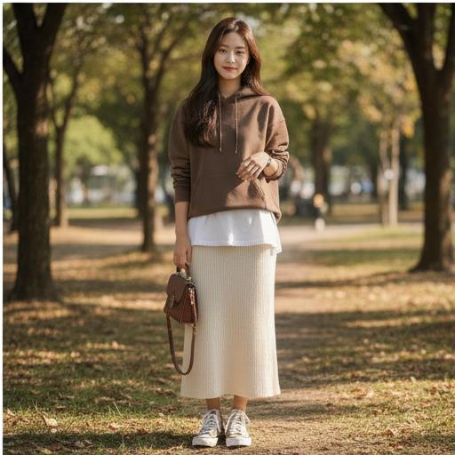 롱 스커트: 편안하면서도 부드러운 분위기의 나들이룩