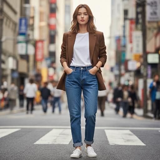 흰색 반팔티와 청바지: 실패 없는 편안한 데일리룩