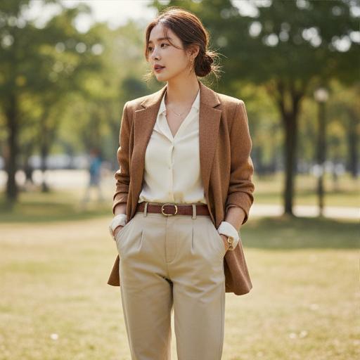 베이지색 하의: 부드럽고 따뜻한 무드의 주말 나들이 룩