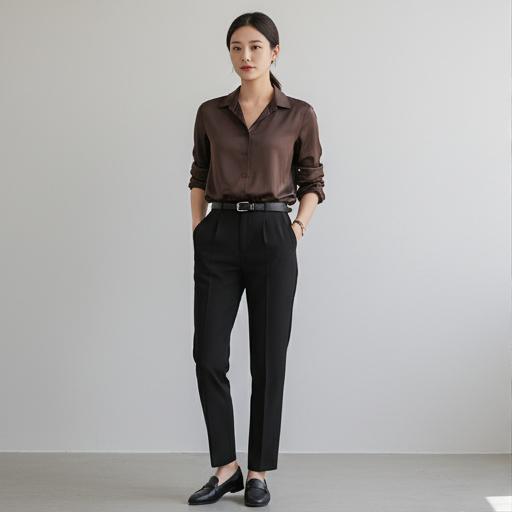 검정 슬랙스: 단정하고 깔끔한 오피스룩