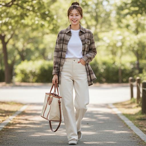 흰색 티셔츠와 와이드 팬츠: 활용도 높은 환절기 아우터 스타일