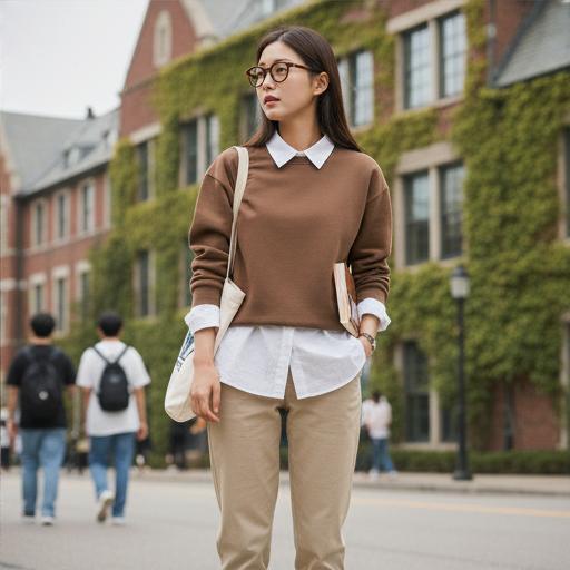 화이트 셔츠 레이어드: 단정함을 더한 깔끔한 캠퍼스룩