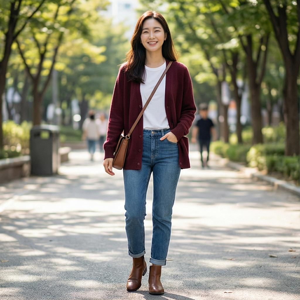 청바지: 편안한 주말 나들이 룩