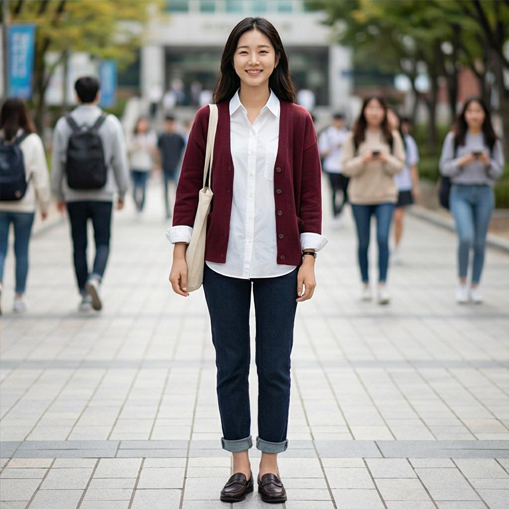 화이트 셔츠: 화사한 캠퍼스 룩