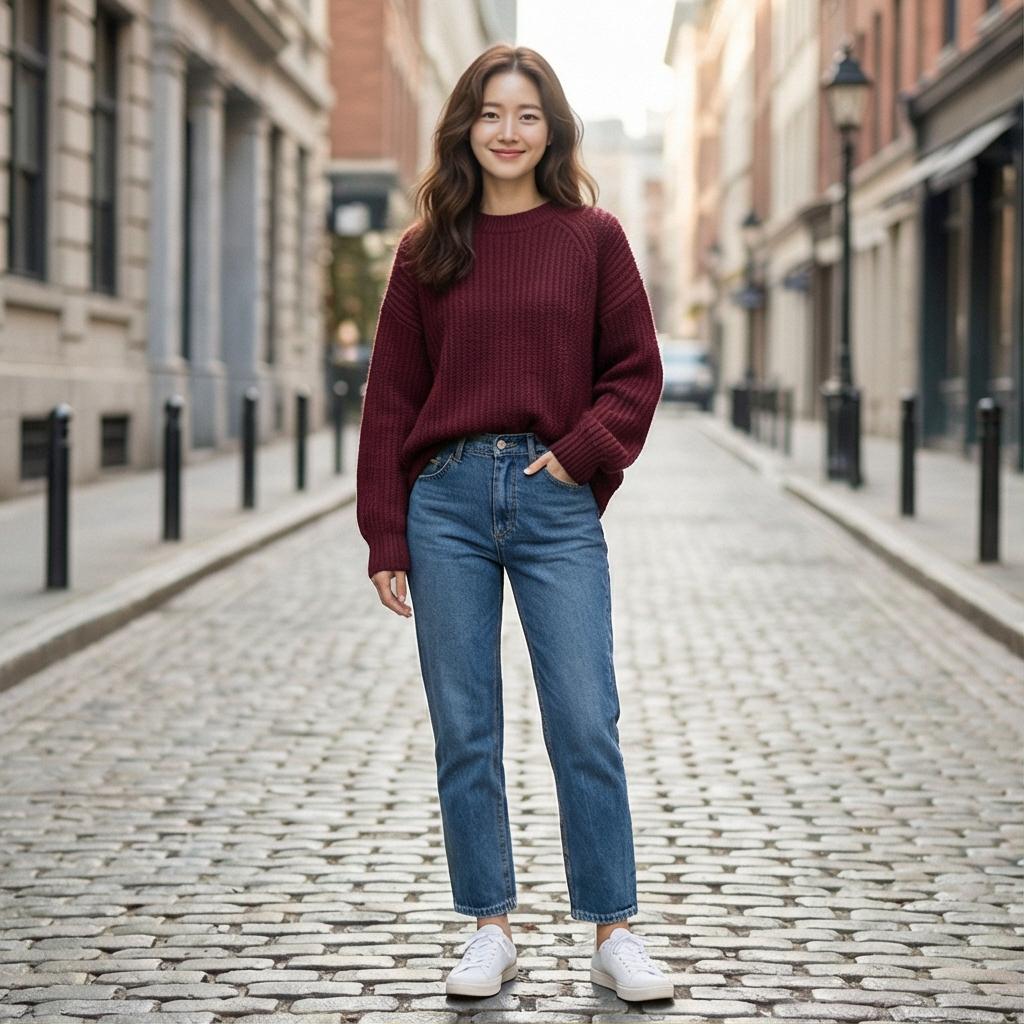 중청 데님 팬츠: 활동적인 데일리 룩