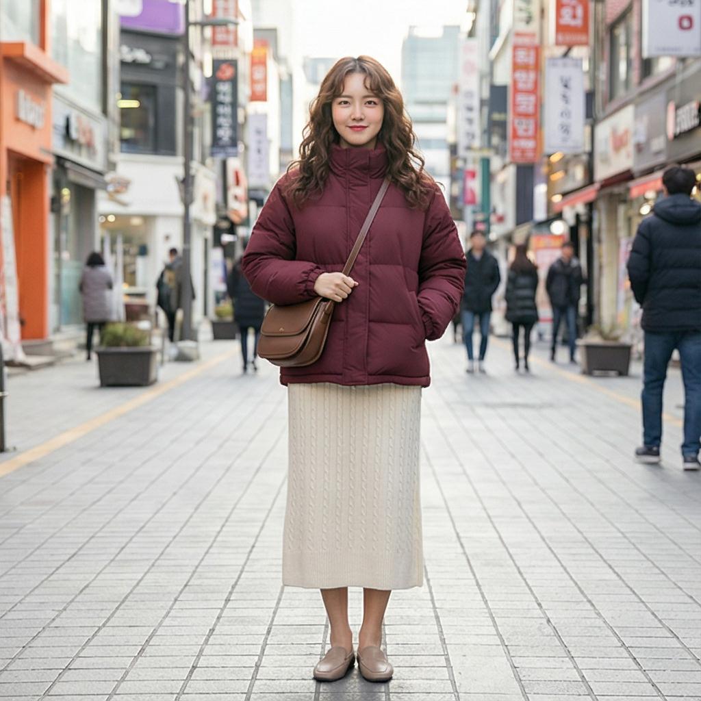 아이보리 니트 스커트: 부드러운 데이트 룩