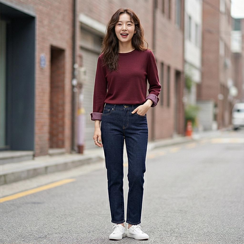 진청 데님 팬츠: 활동적이고 세련된 스타일