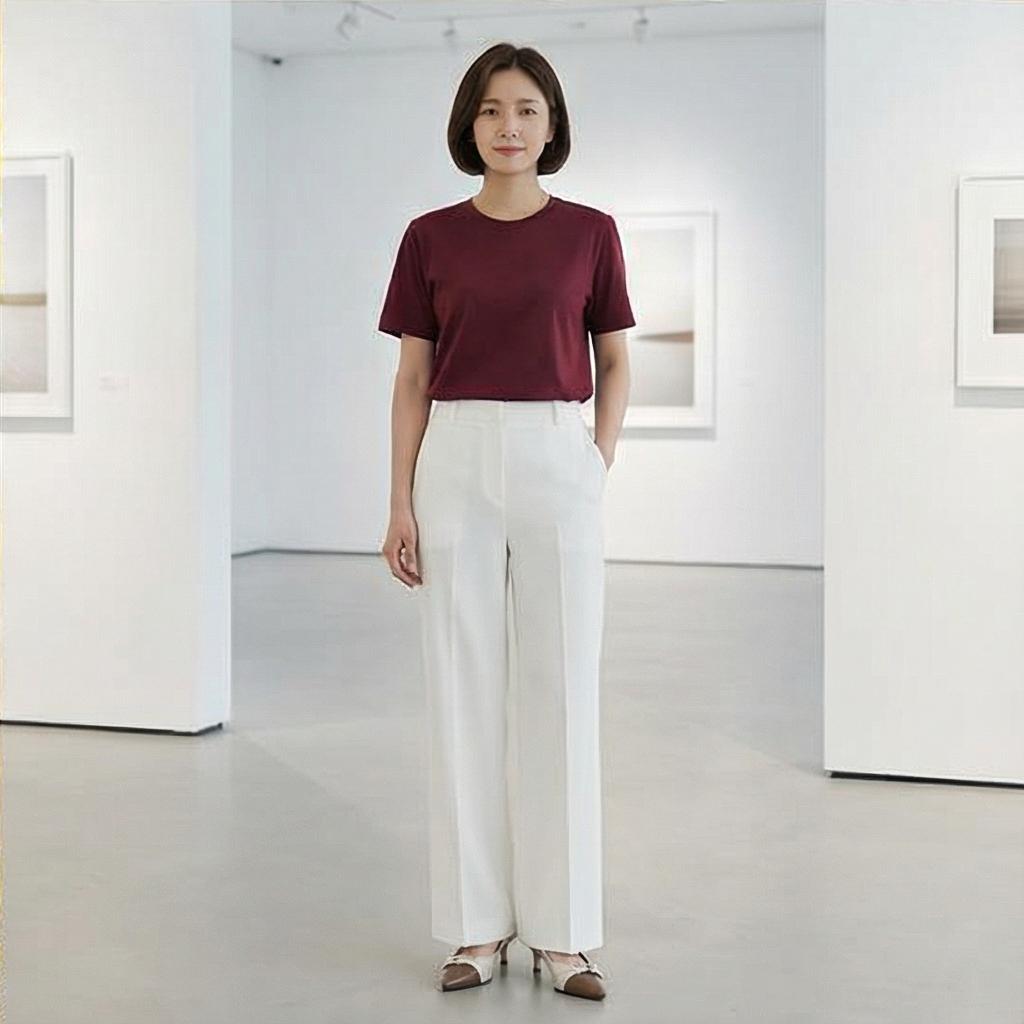 화이트 와이드 팬츠: 세련된 비즈니스 캐주얼