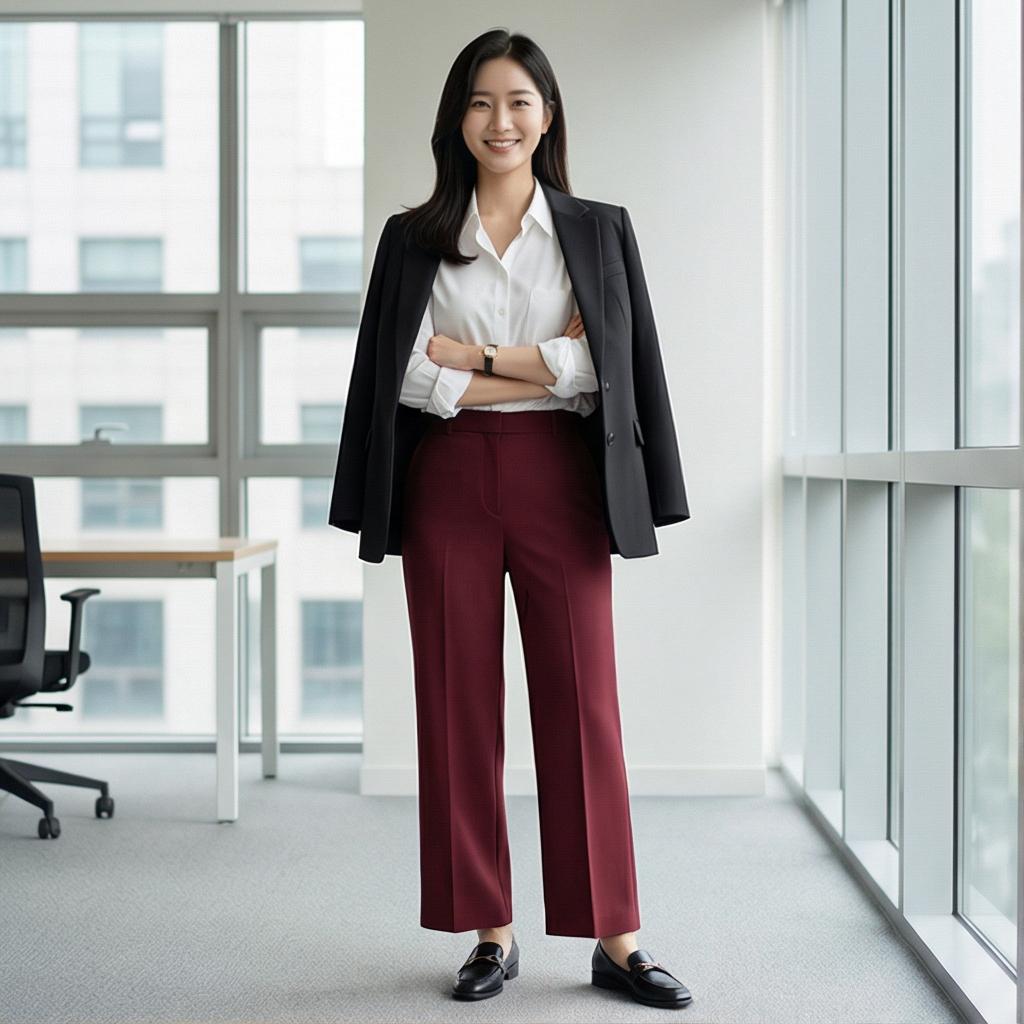 화이트 셔츠 & 블랙 로퍼: 깔끔한 비즈니스 캐주얼룩