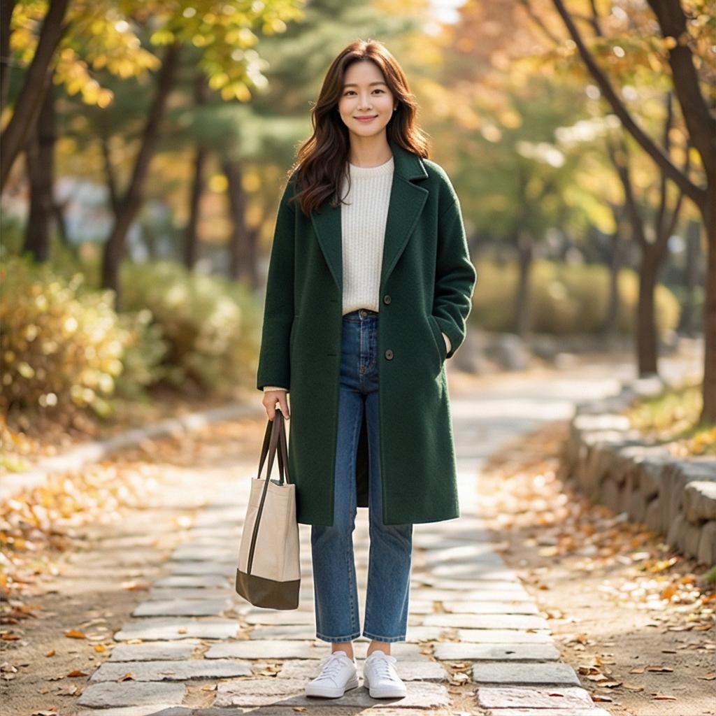 흰색 니트와 청바지: 화사한 데일리룩