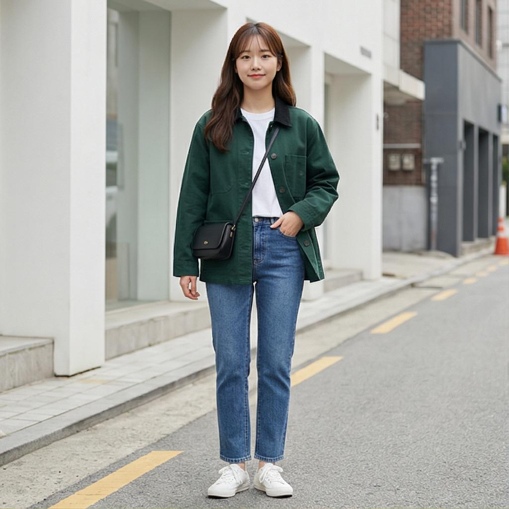 흰색 티셔츠와 중청 데님: 실패 없는 편안한 데일리룩