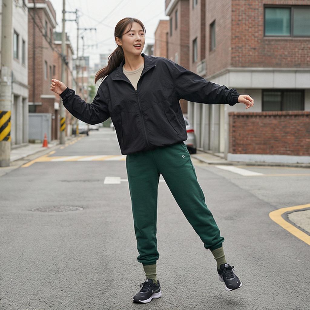 검정색 바람막이: 활동적인 아웃도어 스타일