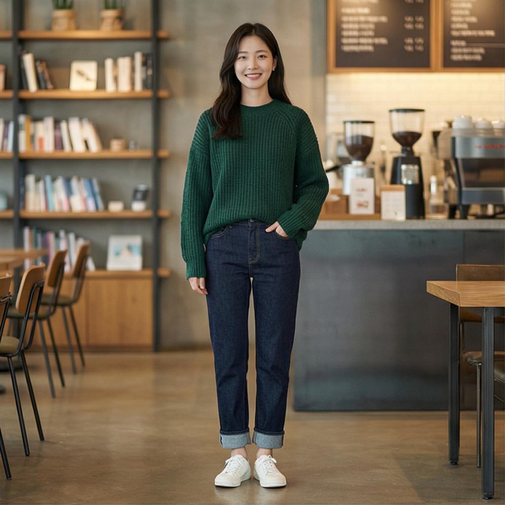 진청 데님 팬츠: 편안한 주말 데일리룩