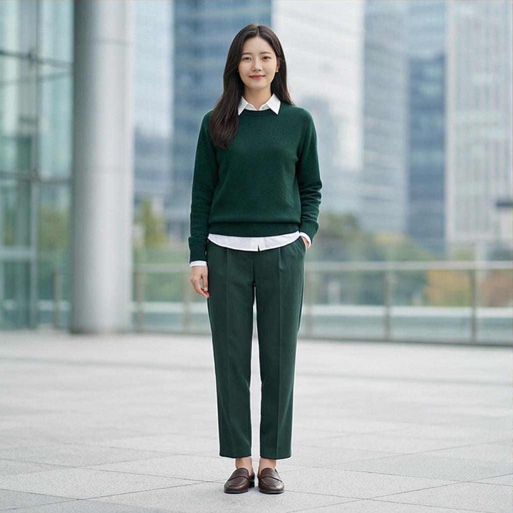 화이트 셔츠: 지적인 분위기의 비즈니스 캐주얼룩