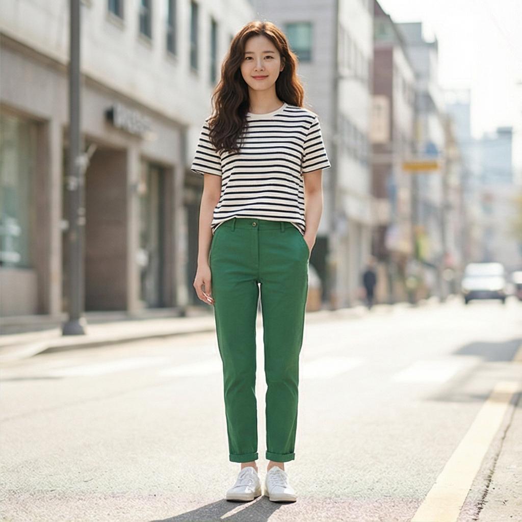 스트라이프 티셔츠: 경쾌한 데일리 룩