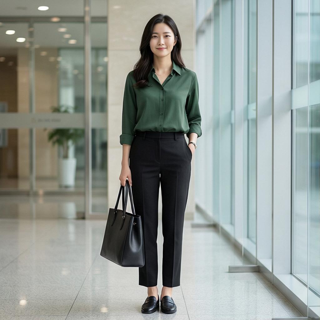 검정색 슬랙스: 단정하고 신뢰감 주는 오피스룩