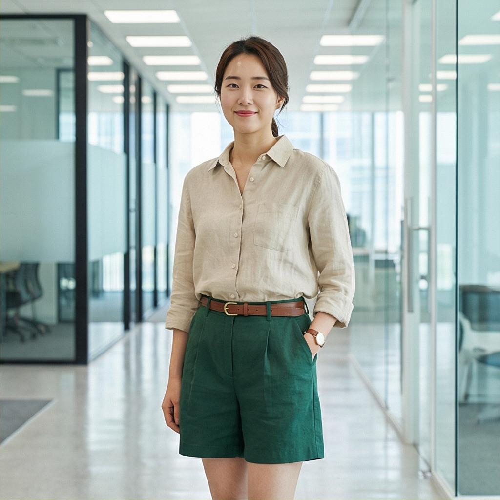 베이지 린넨 셔츠: 차분한 비즈니스 캐주얼 스타일