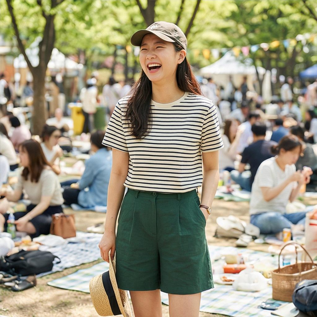 스트라이프 티셔츠: 경쾌한 근교 나들이 룩