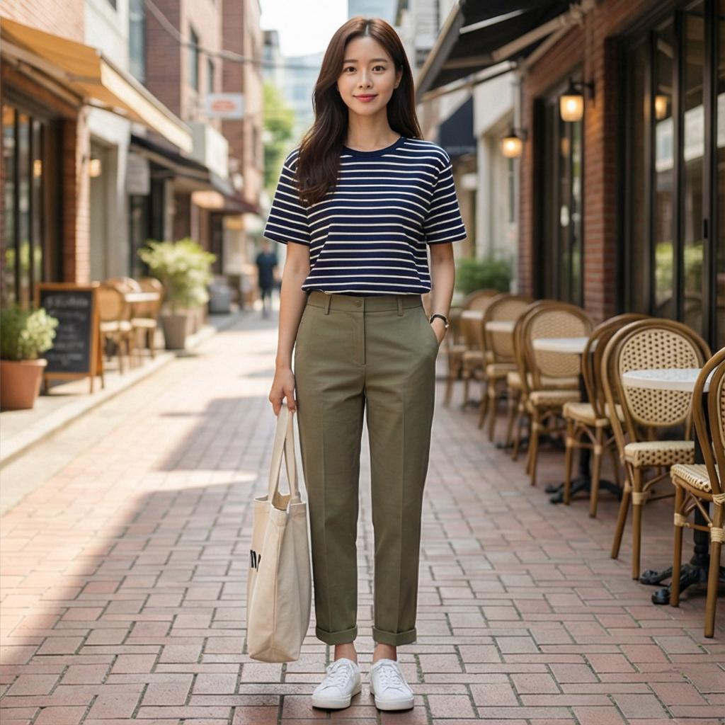 스트라이프 티셔츠: 경쾌한 캐주얼 룩