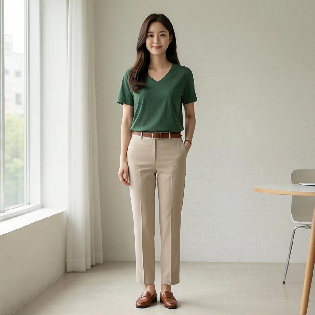 베이지 슬랙스: 차분한 오피스룩