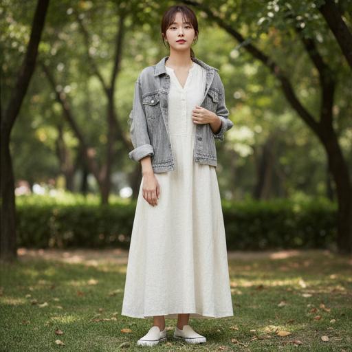 아이보리 롱 원피스: 고민 없이 입는 주말 나들이 룩