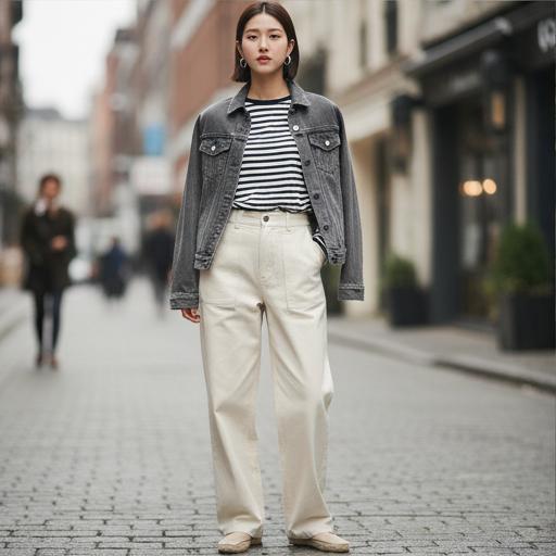 화이트 코튼 팬츠: 화사하고 깔끔한 데일리룩