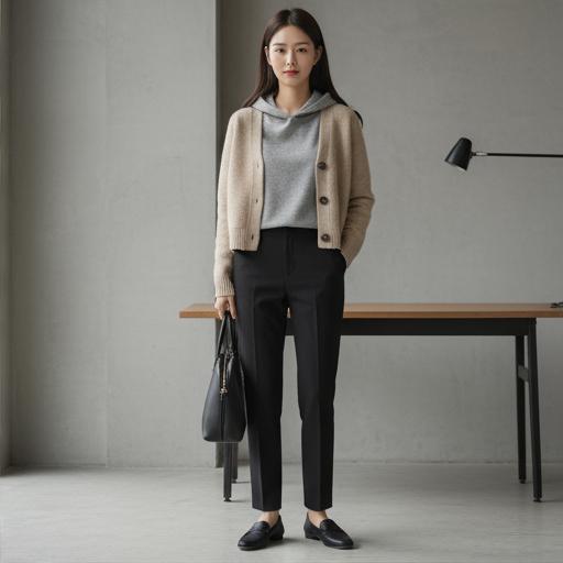 블랙 슬랙스: 미니멀 오피스 스타일