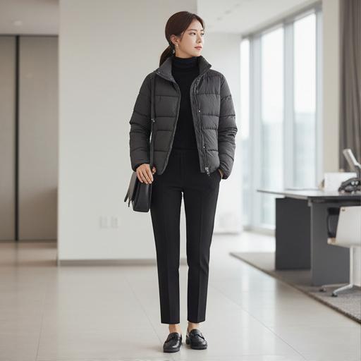 검은색 슬랙스와 터틀넥: 단정한 출근룩