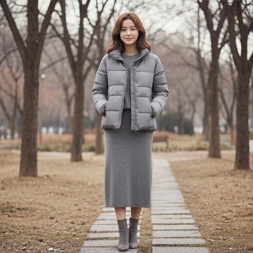 롱 니트 스커트: 따뜻하고 여성스러운 데이트룩