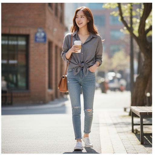 연청 데님 팬츠: 데일리 캐주얼룩