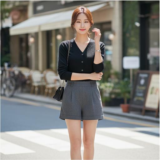 검정색 가디건: 차분하고 세련된 주말 나들이룩