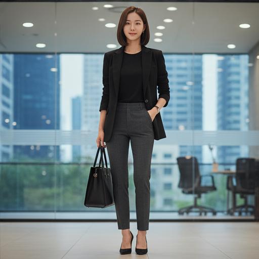 블랙 블레이저: 시크하고 도시적인 비즈니스 캐주얼룩